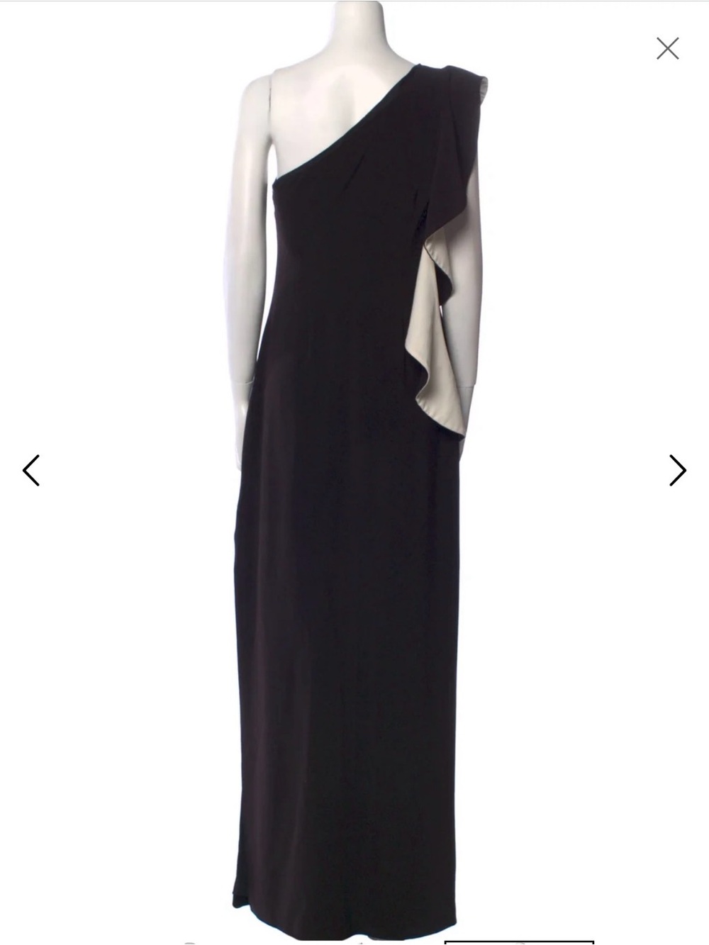 Halston Heritage One-Shoulder Black Ruffle Column Gown